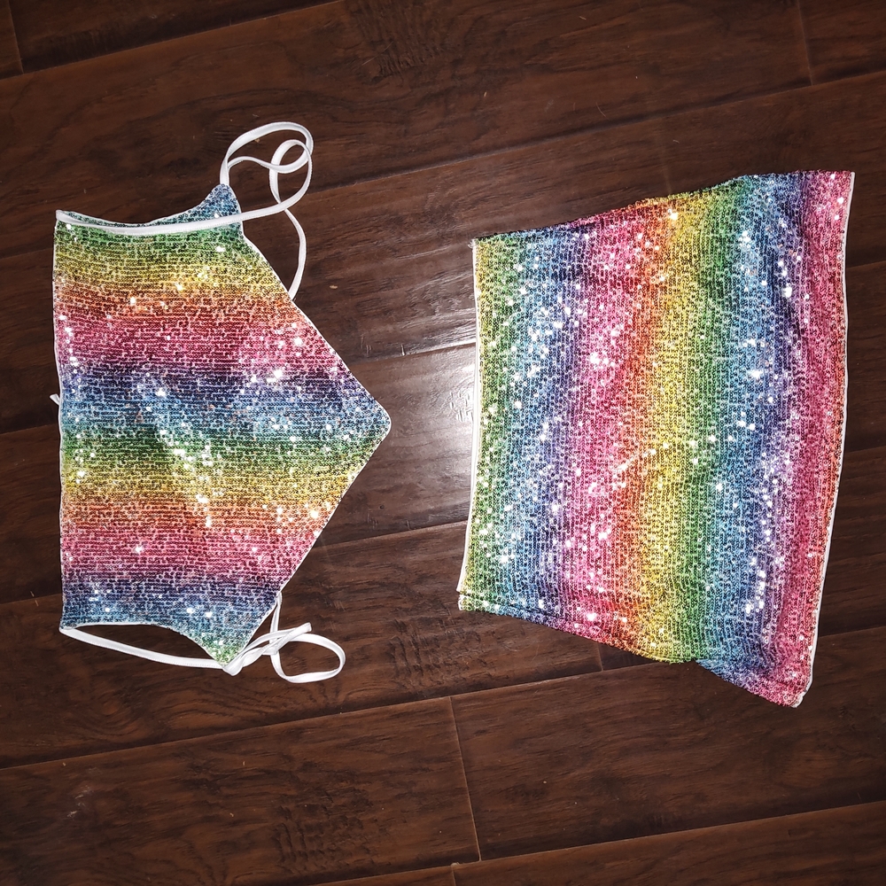 SHEIN Sequin Rainbow Skirt Set - Multi - Picture 2 of 4